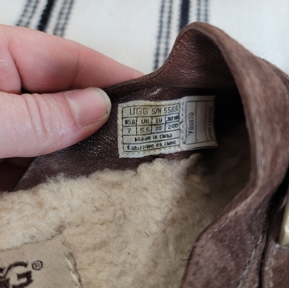 UGG Isabella Brown Suede Leather Shearling Buckle Clog Block Heels, sz 7 - Picture 8 of 10